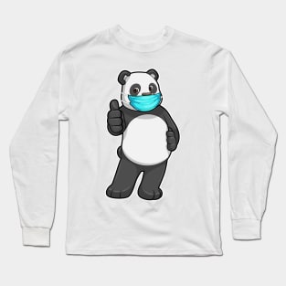 Panda with Face mask Long Sleeve T-Shirt